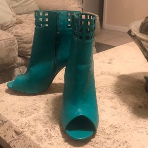 Turquoise zip bootie
